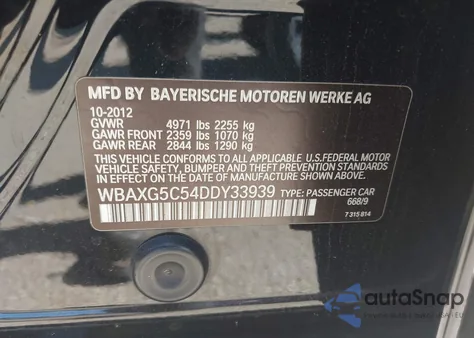 2013 BMW 528 I z USA, uszkodzony, nr VIN 0WBAXG5C54DDY3393